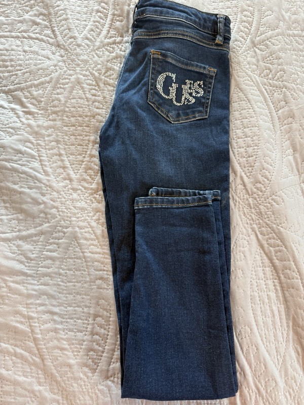GUESS Girls Skinny Jeans Blue Size 12 Rhinestone Distressed Stretch Denim