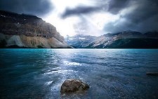 Landscape nature blue lake mountains sun rays clouds Custom Gaming Mat Desk