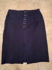 Ralph Lauren Navy Blue Knee Length Pull On Stretch Pencil Skirt. Size Small.