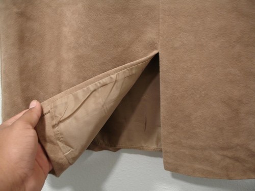 Women's S 26" Vtg 1970's Lilli Ann Adolph Schuman Taupe Ultrasuede Skirt Lined - Picture 5 of 11
