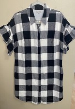 ANTHROPOLOGIE $268 The Odells Windowpane Plaid Trapeze Shirt Dress Size Medium