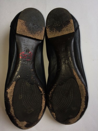 AGL Attilio Giusti Leombruni Women's Cap Toe Ballerina Flat Black Leather Sz 37 - Picture 8 of 10