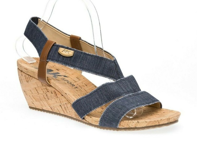 anne klein white wedge sandals