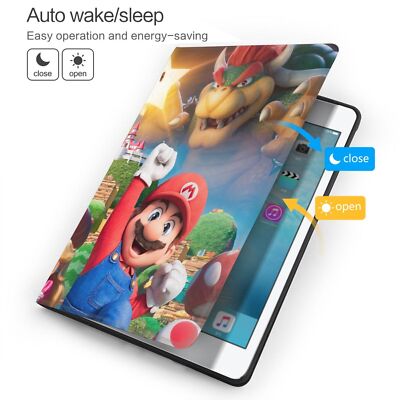 iPad本体 Mario Super Mario Movie Auto Wake/Sleep Cover Stand Smart Case for iPad