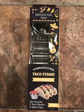 Evriholder 2 Stainless Steel Taco Stands With 2-Salsa Cups