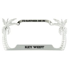 Id Rather Be In Key West Beach Palm Tree Metal License Plate Frame Tag Holder