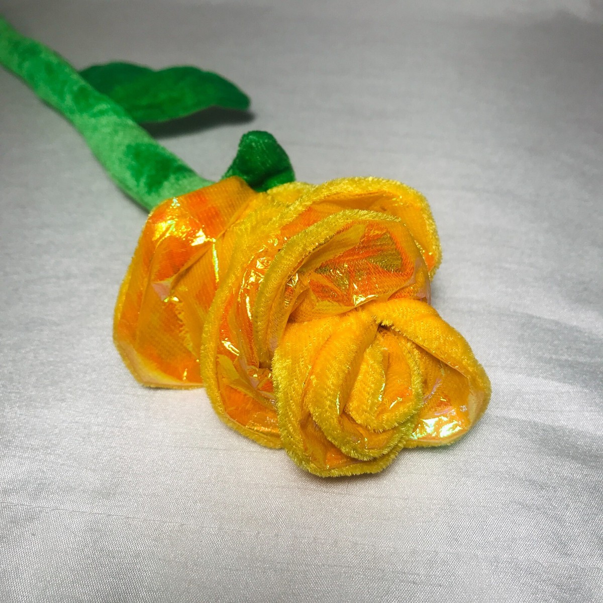 Iridescent Yellow Rose Plush Flower Toy Bendable Posable Green Stem 24 inch Iridescent Yellow Rose Plush Flower Toy Bendable Posable Green Stem 24 inch