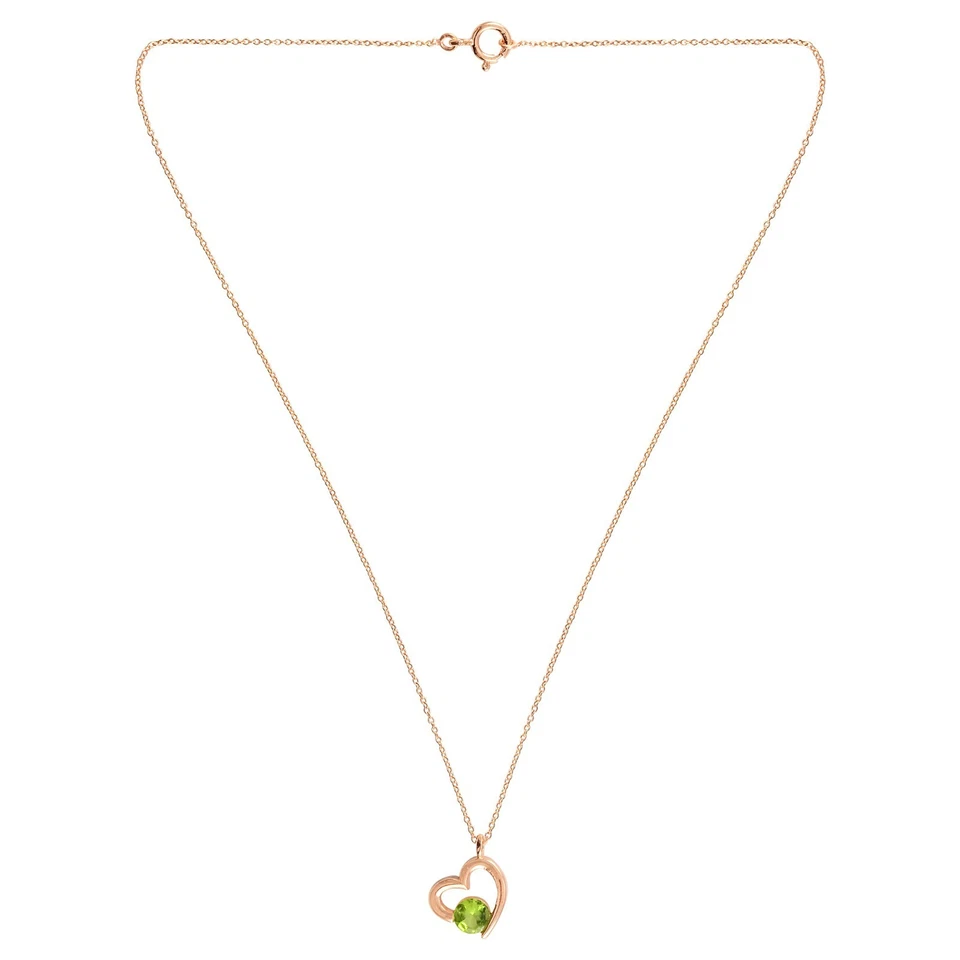 Handcrafted Natural Peridoto 10mm Redondo Forma Corazón 18K Oro Chapado Collar - Imagen 4 de 4