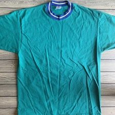 Jerzees Vintage Blue White Collar Turquoise Shirt 