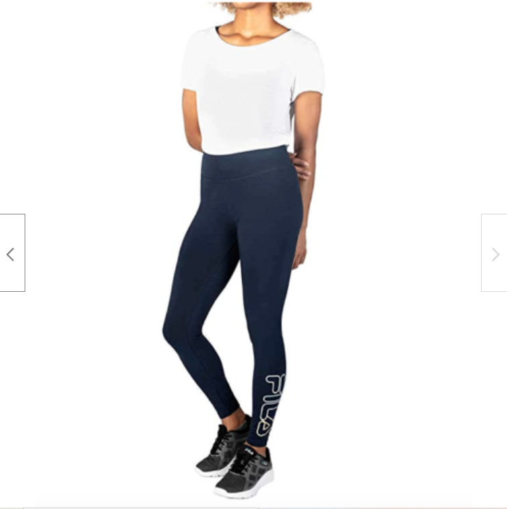 NEW FILA Women Multicolor Logo High Waist Leggings Navy