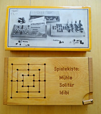 Spielekiste aus Holz - Mühle - Solitär -Idi...