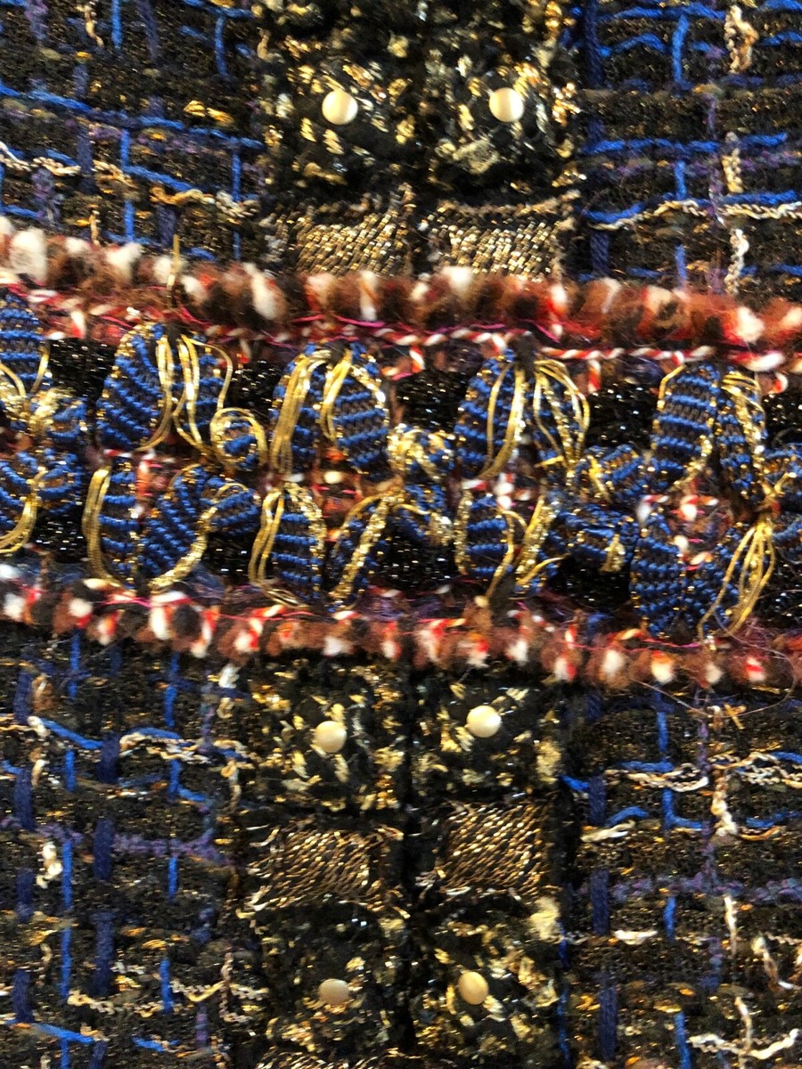 CHANEL 11A PARIS-BYZANCE TAGS TWEED BLUE MULTICOLOR GOLD JACKET