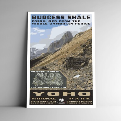Yoho National Park Travel Poster / Postcard Parks Burgess Shale Multiple Sizes