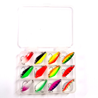 Set Pesca Spinning Zite Fishing, Set Da 12 Cucchiaini Rotanti Per La Pesca Della Trota In Confezione Da Esche Spoon Trout Area