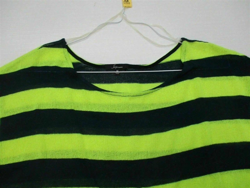 СОПРАНО женщин размер M классический вискоза крючком в полоску зеленый/синий блузка #TY2584 - Изображение 2 из 4