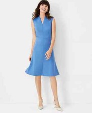 NEW 159 ANN TAYLOR The Sleeveless v-neck flare Dress in Double Knit Sz 4