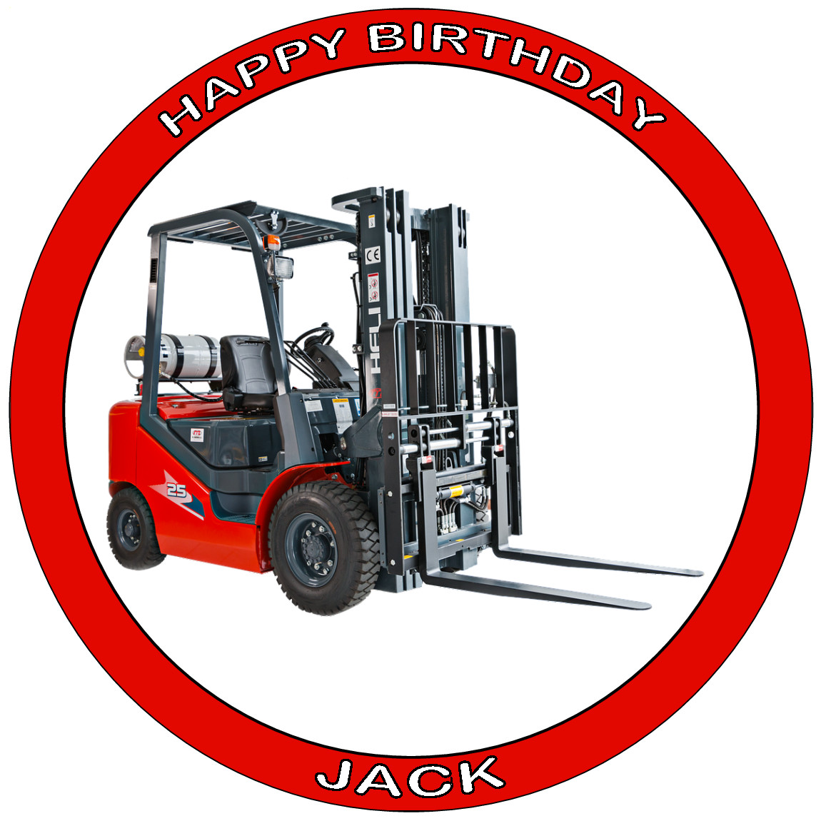 FORKLIFT TRUCK 7.5"" PREMIUM Edible ICING Cake Topper DECORATION D1