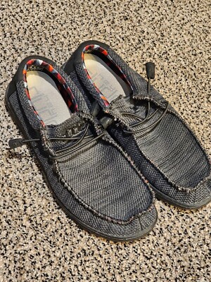 Hey Dude Wally Sox JET BLACK Men's Shoes Comfortable Lightweight Slip On US  M