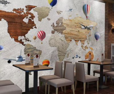 3D World Map G16178 Wallpaper Wall Murals Removable Self-adhesive Honey