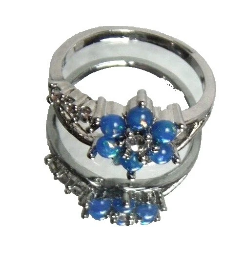 Anillos de moda Bañado en Plata Cristal Opal