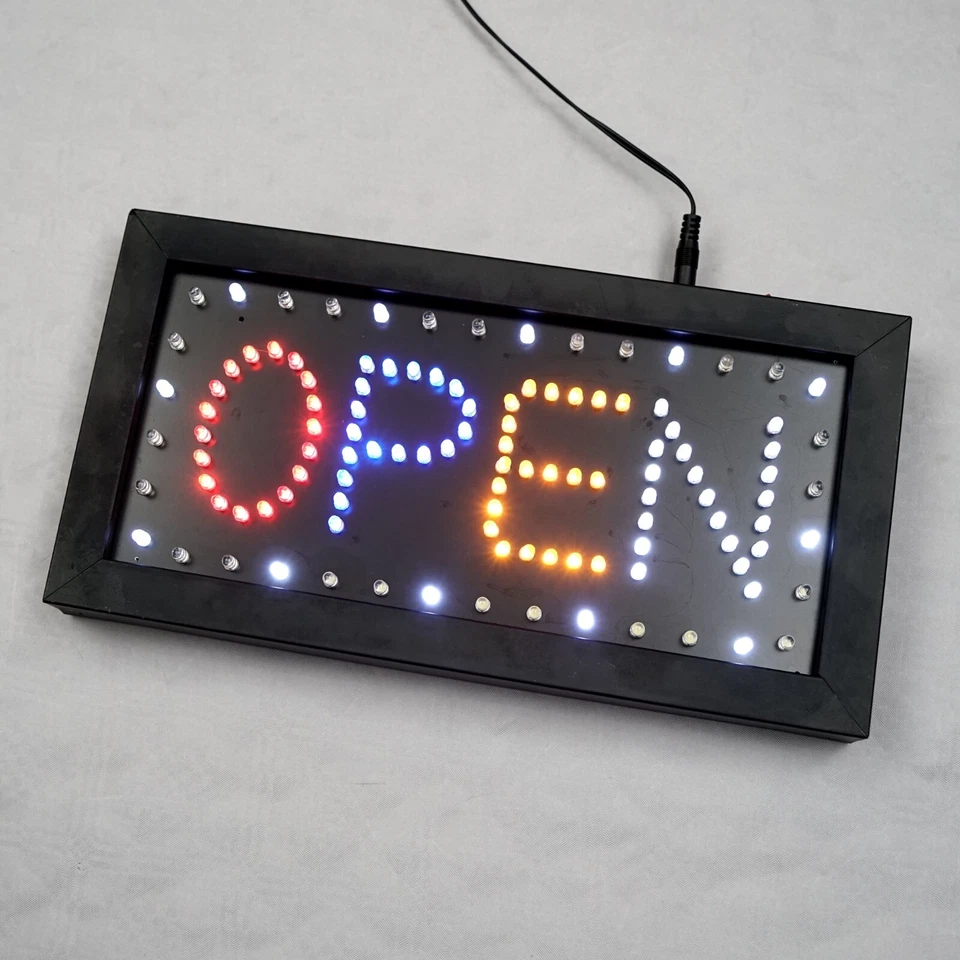 Altes seltenes LED-Schild aus Metall (Blech) OPEN mit Animation 32x17x3,5 cm - Bild 1 von 4