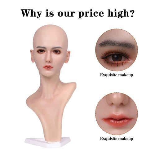 Silicone Mannequin Wig Stand Female Head Model For Jewelry Pendent Mask Display - Picture 7 of 22