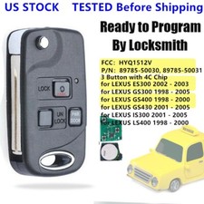 For Lexus Es300 Gs300 Gs400 Is300 1998-2005 Flip Remote Key Fob Hyq1512v - 4c