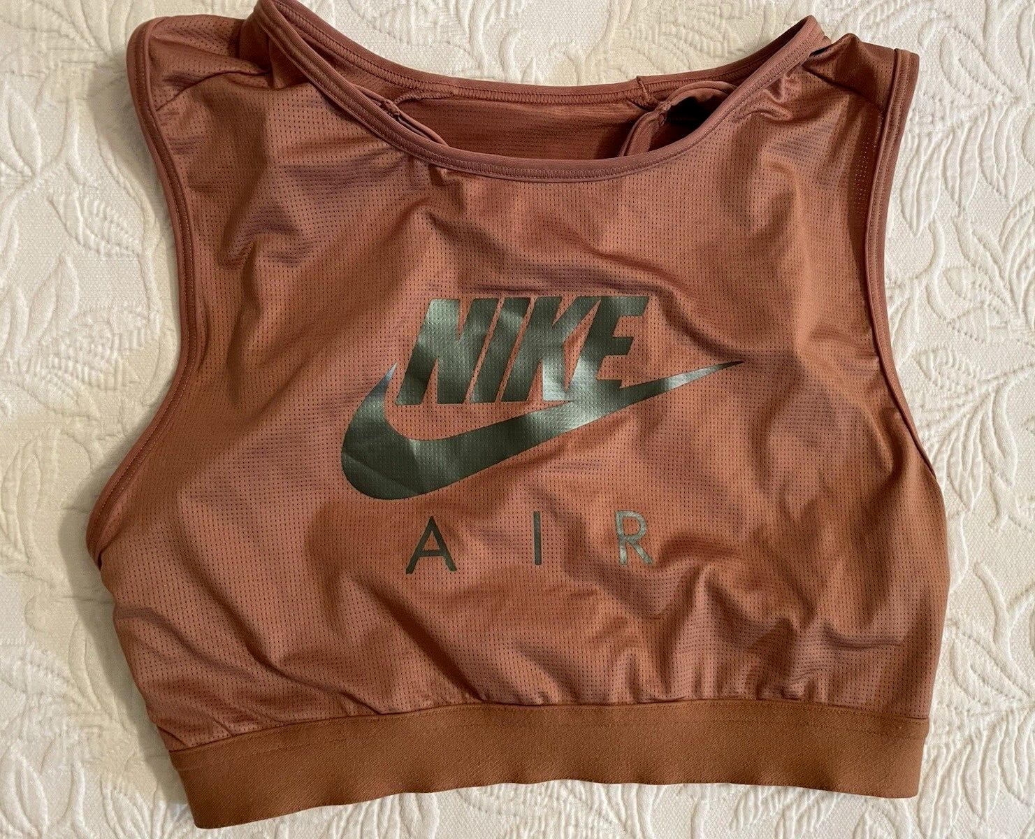 Nike sports bra Women sz SMALL copper pullover athletic gym wear bra shelf-image