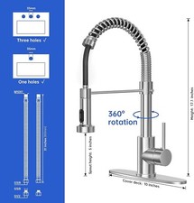 Pulldown Kitchen Faucet Brushed Nickel Stainless 2-Mode Steel Spray Head hi arc