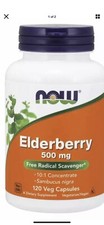 Now Foods ELDERBERRY Sambucus 500 mg, 120 Caps IMMUNE SUPPORT STOP COLDS, FLU