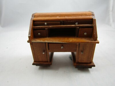 ドールハウス　ROLL TOP DESK Vintage Wooden Dollhouse Furniture- Roll Top Desk ~3.25 x 2.75” | eBay