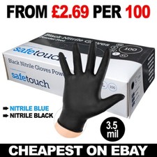 1000 Black Nitrile Powder & Latex Free Thick Disposable Gloves Tattoo Mechanic