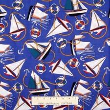 Nautical Fabric - Yachts Anchor Toss on Blue CP34977 - Springs YARD