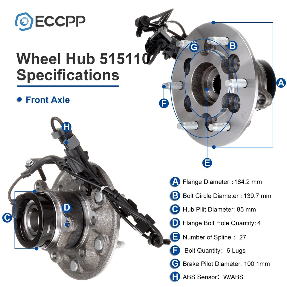 Cojinete de cubo de rueda delantero izquierdo 4x4 1 pieza para Chevy Colorado GMC Canyon 2004-2008 Foto 3 de 4