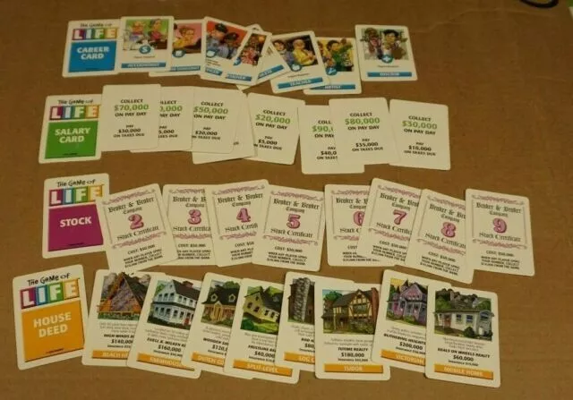 The Game of Life Board Game Replacement Cards - Lot 2