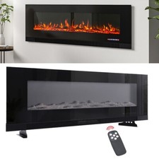 Electric Fireplace LED Flame Remote Control Fire Heater Stove Wall Hung/Stand