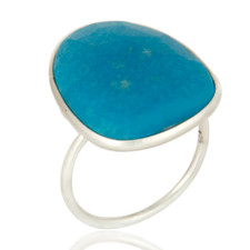 925 Sterling Silver Turquoise Gemstone Bezel Set Handmade Rings Jewelry