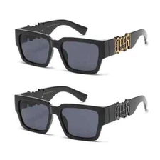 Men's Locs Sunglasses Black Metal Logo Frame Category 3 Dark Lens Sunglasses