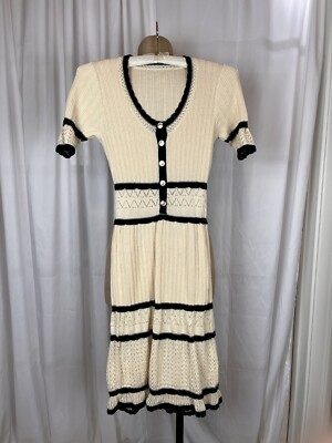 PINKO Beige/Black Fit & Flair Knee Length Short Sleeve Sweater Dress Size  XS | eBay