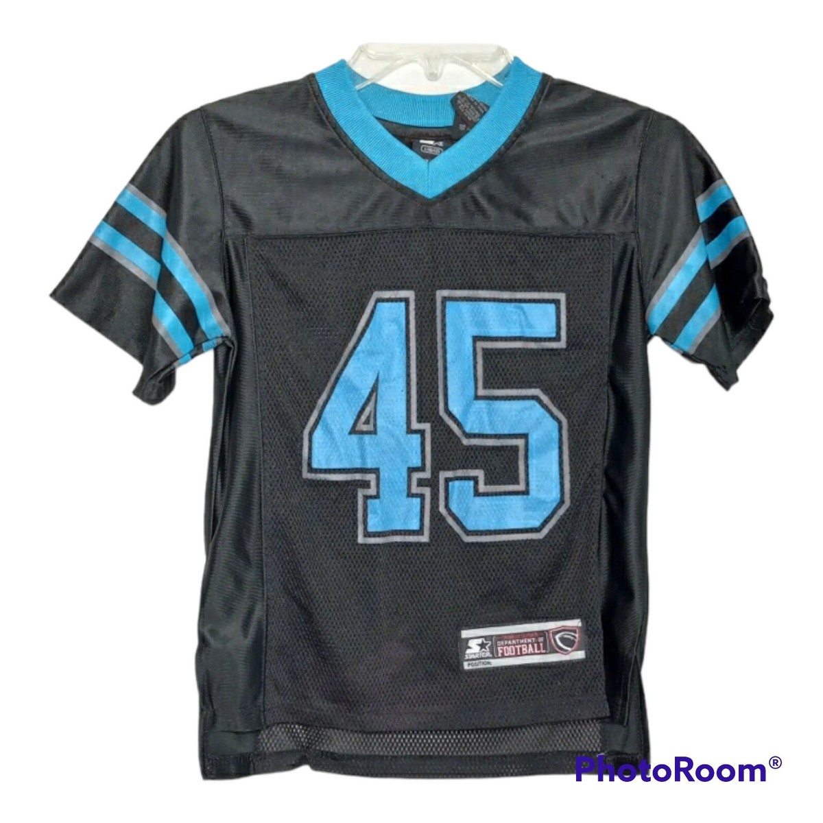 Starter Football Youth Sports Jersey #45 Black Teal Boys L 10-12