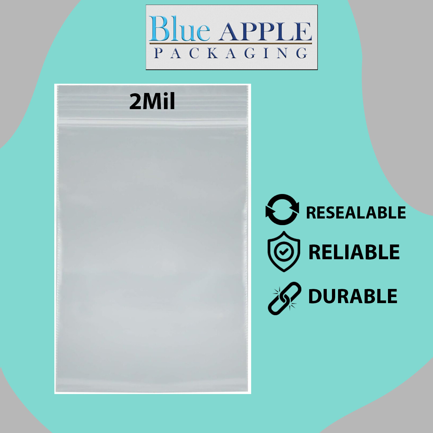 100 Bags - 2 Mil Reclosable Poly Bags Clear Plastic Zip Bag Mini ...