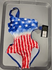 Art Class Swimsuit Girls XS 4 /5 One Piece Monokini One Shoulder Style Patriotic