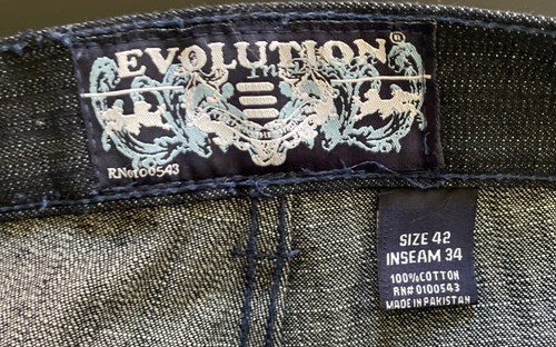 EVOLUTION IN DESIGN Black Denim Baggy Jeans Embroidered Men's Tagged 42x34 - Picture 7 of 14