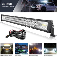 32 Inch LED LIGHT BAR Tri Row Spot Flood Combo Truck Offroad 4WD ATV SUV Light