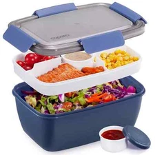 Caperci Large Salad Container Bowl for Lunch - Better Adult Bento Lunch Box 68 O
