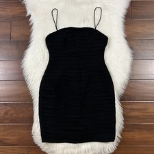 Free People X Fame and Partners Size 2 Black Crinkle Ruched Mini Dress