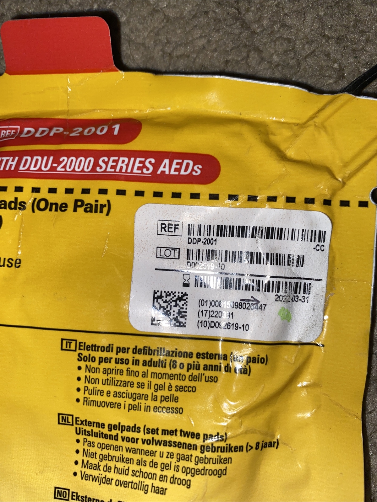 Électrodes (tampons) De Rechange Pour Défibrillateur Defibtech Lifeline DDP-2001 - Date De Péremption 2026