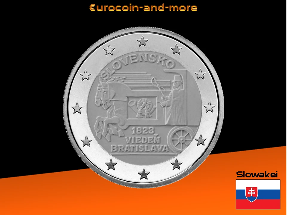 2 Euro Slowakei 2023 200 Jahre reguläre Pferde-Expresspost Wien-Bratislava stgl. - Bild 1 von 1