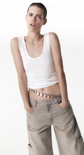 ZARA Belt Resin Transparent Lucite Clear Chain Golden 32 gyuhji - Picture 7 of 13