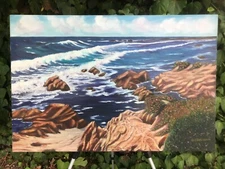 LOIS APPLEBAUM Original HUGE MODERN SEASCAPE Vintage Impressionist Oil on Canvas